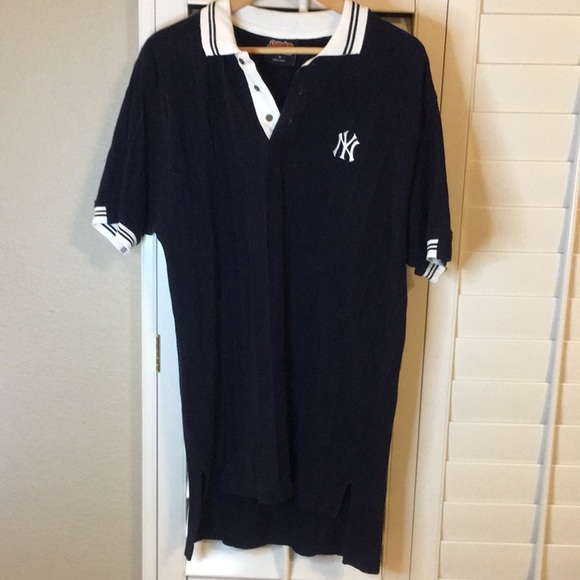 NY Yankees Polo navy blue shirt size Medium Stitches brand - Picture 3 of 17